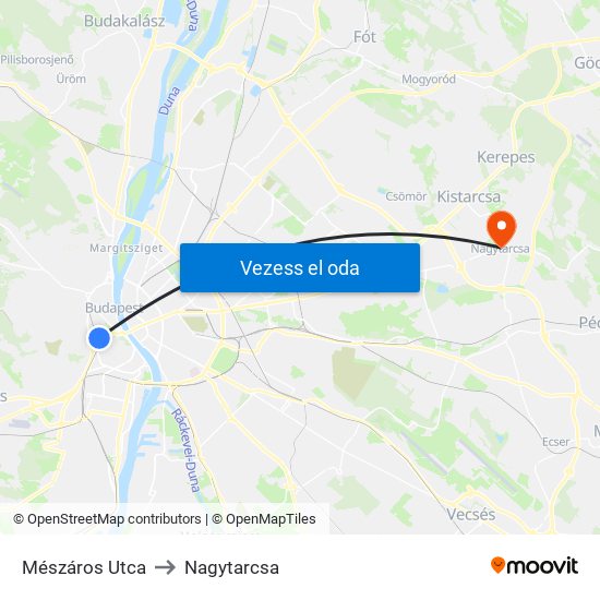 Mészáros Utca to Nagytarcsa map