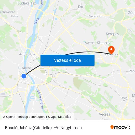 Búsuló Juhász (Citadella) to Nagytarcsa map