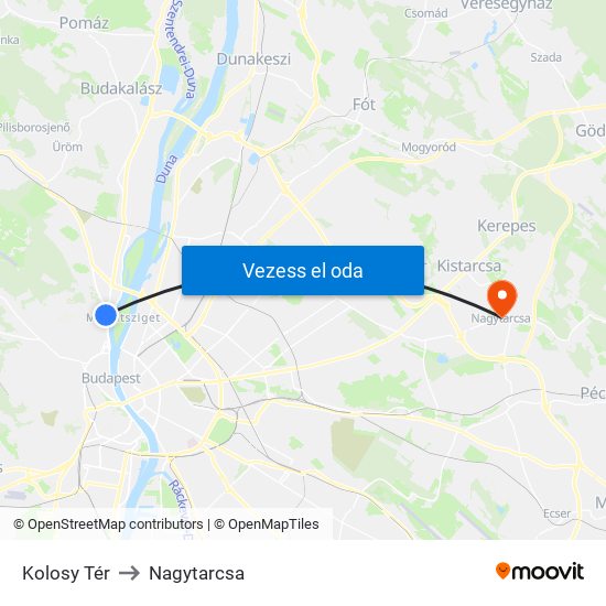 Kolosy Tér to Nagytarcsa map