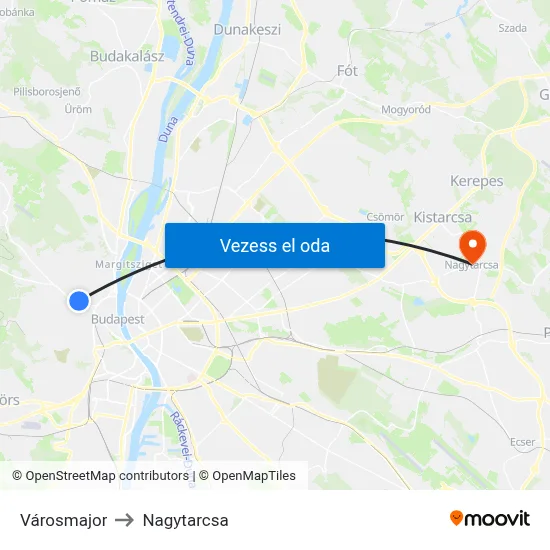 Városmajor to Nagytarcsa map