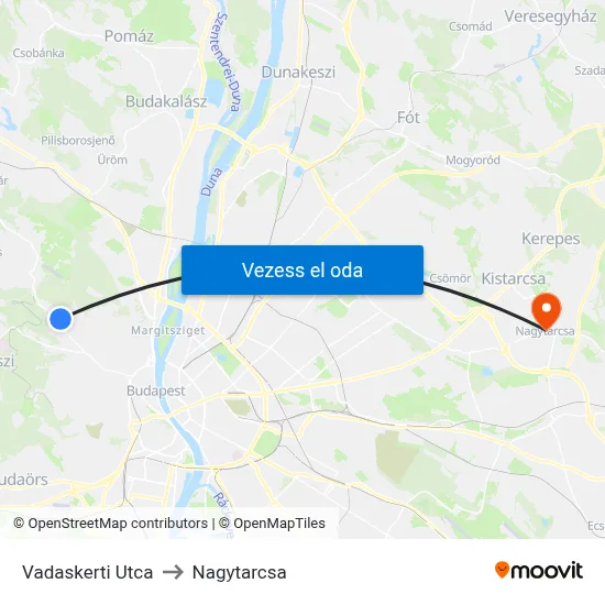 Vadaskerti Utca to Nagytarcsa map