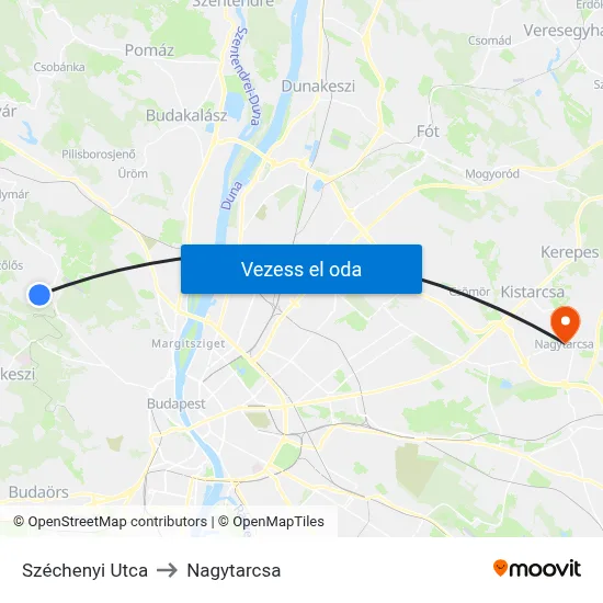 Széchenyi Utca to Nagytarcsa map