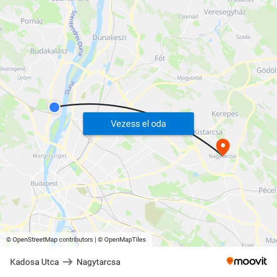 Kadosa Utca to Nagytarcsa map