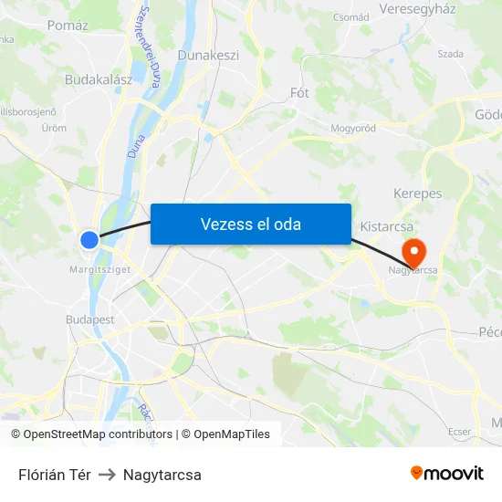 Flórián Tér to Nagytarcsa map