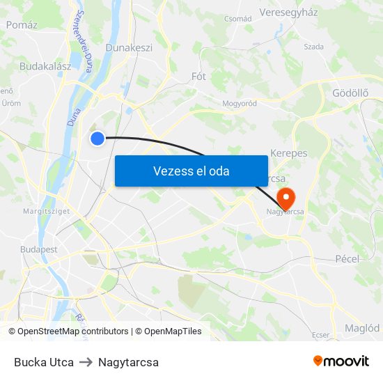 Bucka Utca to Nagytarcsa map