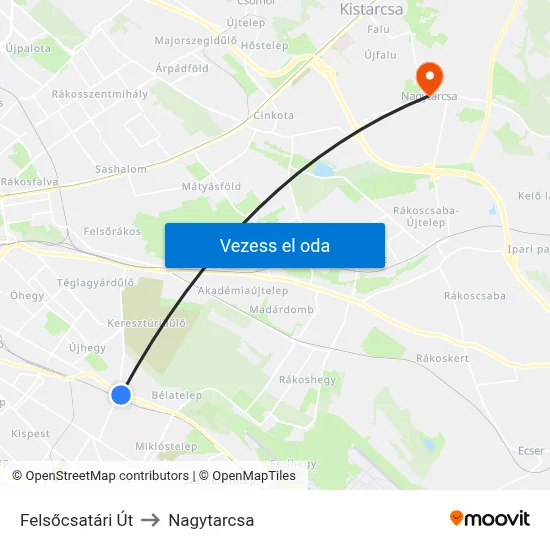 Felsőcsatári Út to Nagytarcsa map