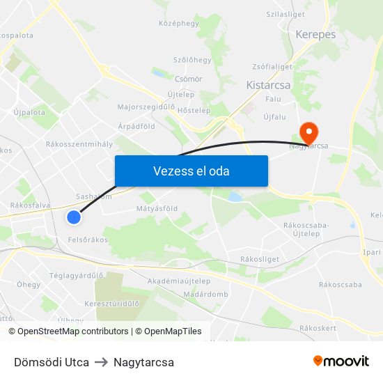 Dömsödi Utca to Nagytarcsa map
