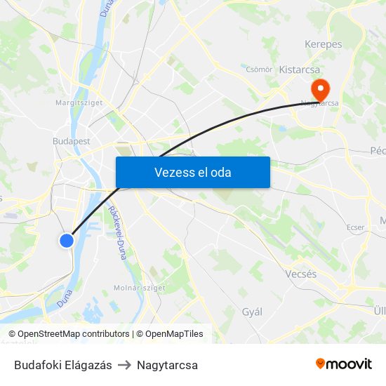 Budafoki Elágazás to Nagytarcsa map