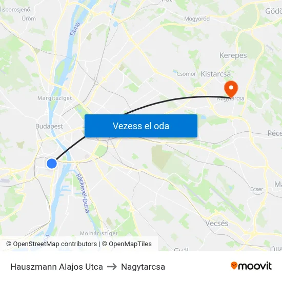 Hauszmann Alajos Utca to Nagytarcsa map