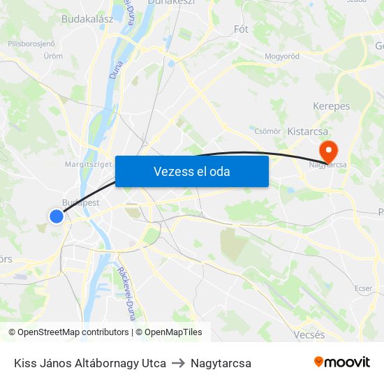 Kiss János Altábornagy Utca to Nagytarcsa map