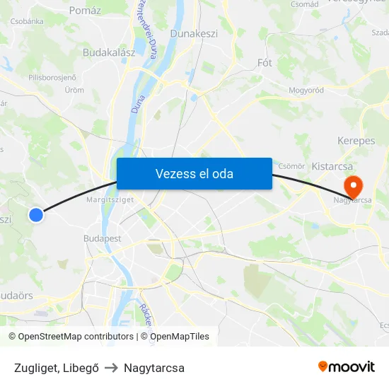 Zugliget, Libegő to Nagytarcsa map