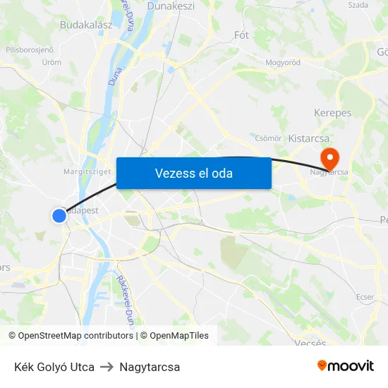 Kék Golyó Utca to Nagytarcsa map