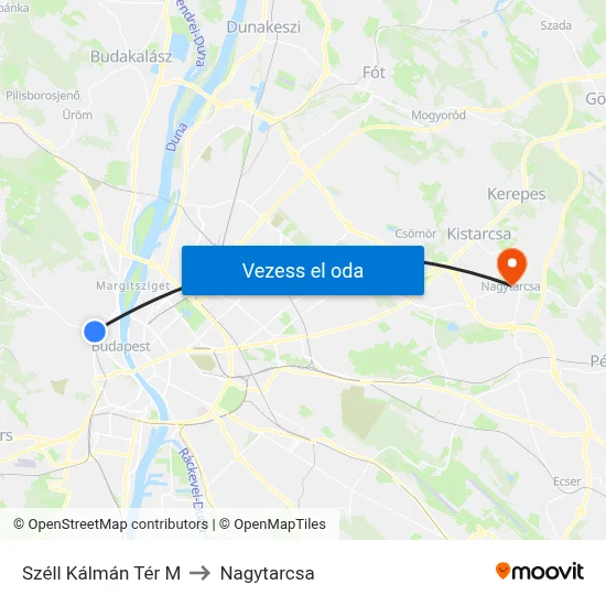 Széll Kálmán Tér M to Nagytarcsa map