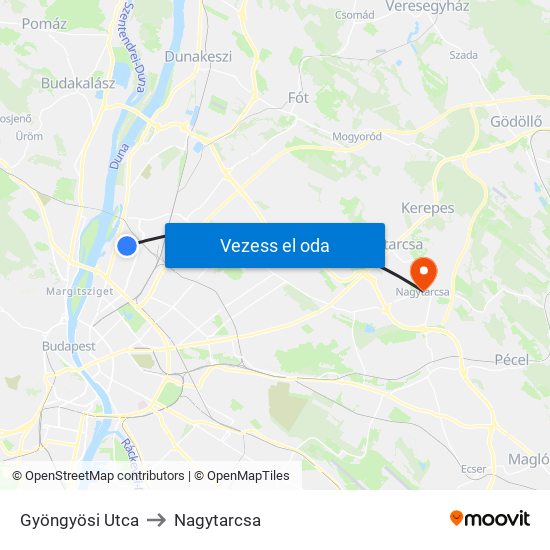Gyöngyösi Utca to Nagytarcsa map