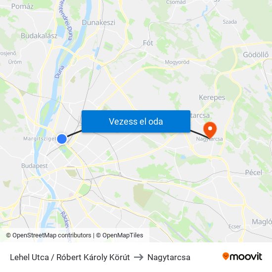 Lehel Utca / Róbert Károly Körút to Nagytarcsa map