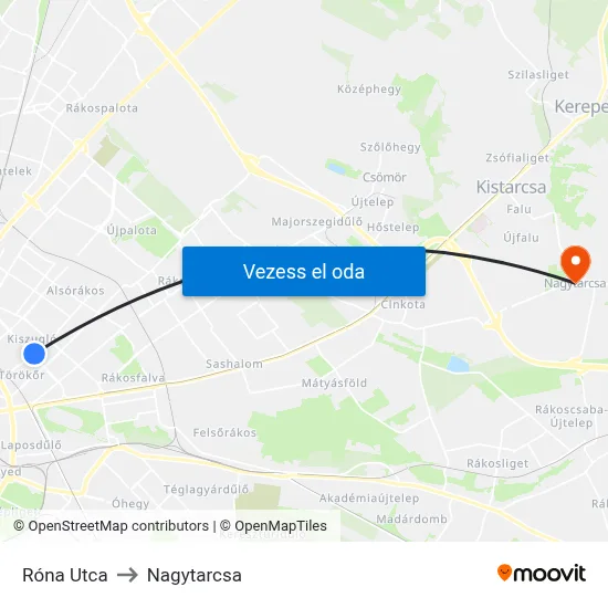 Róna Utca to Nagytarcsa map