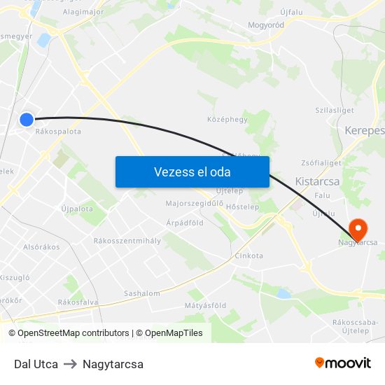 Dal Utca to Nagytarcsa map