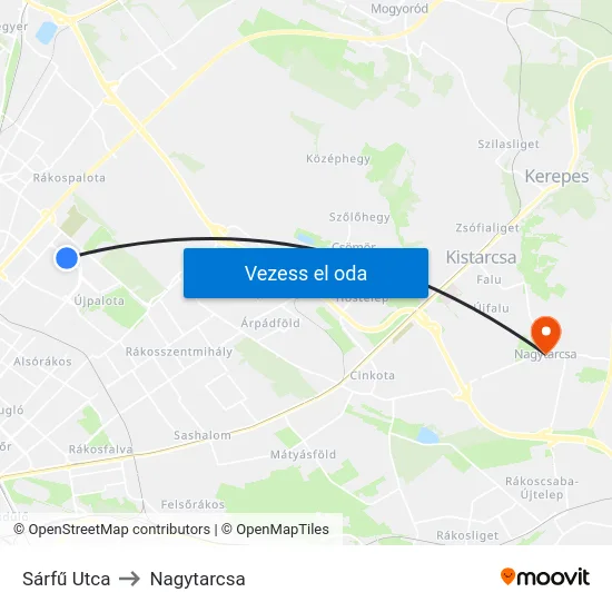 Sárfű Utca to Nagytarcsa map