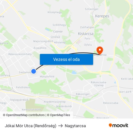 Jókai Mór Utca (Rendőrség) to Nagytarcsa map