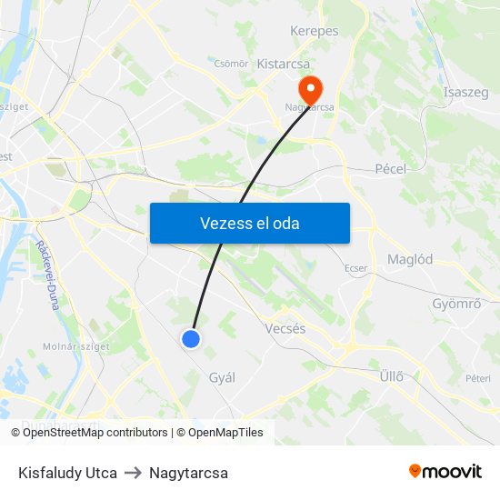 Kisfaludy Utca to Nagytarcsa map