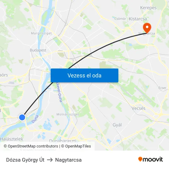 Dózsa György Út to Nagytarcsa map