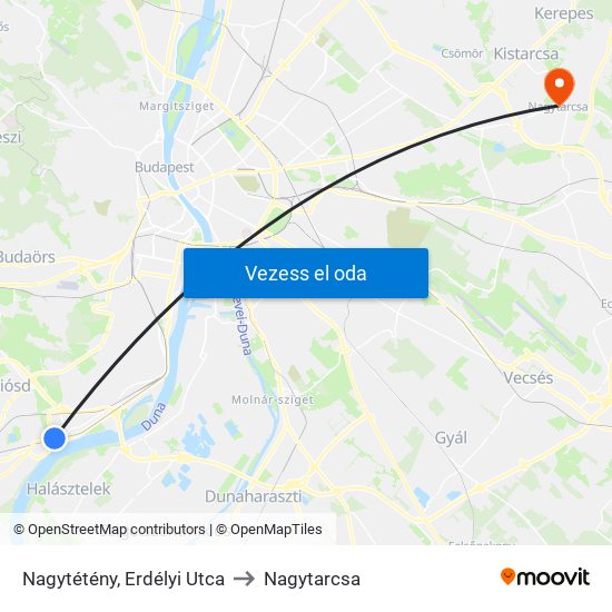 Nagytétény, Erdélyi Utca to Nagytarcsa map