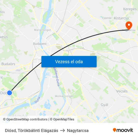 Diósd, Törökbálinti Elágazás to Nagytarcsa map