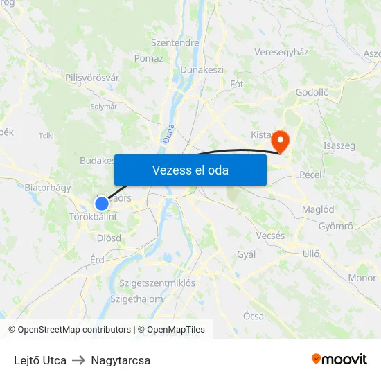 Lejtő Utca to Nagytarcsa map