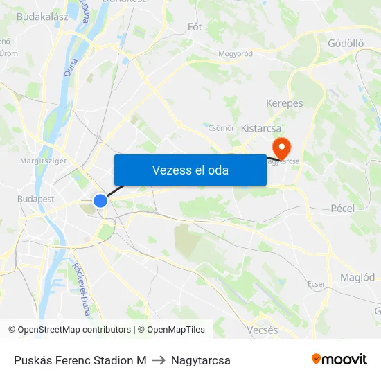 Puskás Ferenc Stadion M to Nagytarcsa map