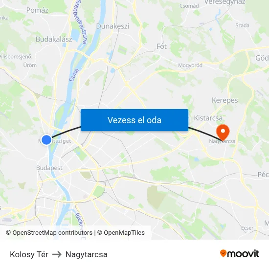 Kolosy Tér to Nagytarcsa map