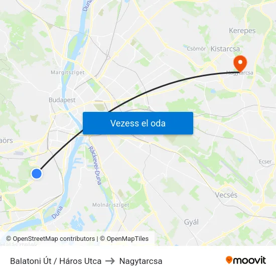 Balatoni Út / Háros Utca to Nagytarcsa map