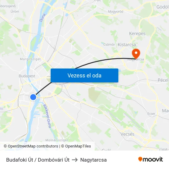 Budafoki Út / Dombóvári Út to Nagytarcsa map