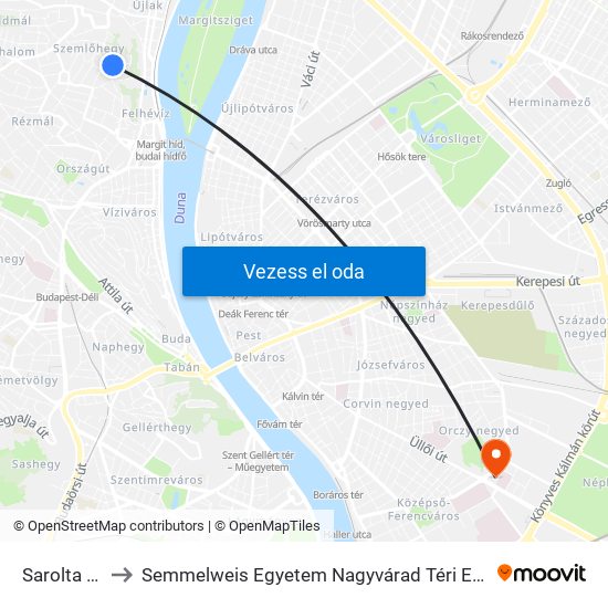 Sarolta Utca to Semmelweis Egyetem Nagyvárad Téri Elméleti Tömb map