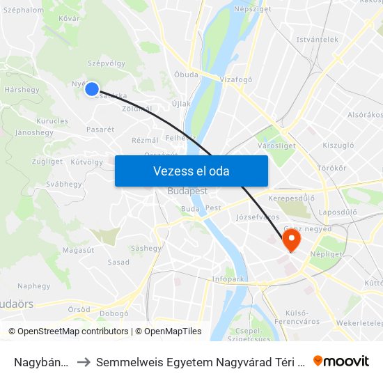 Nagybányai Út to Semmelweis Egyetem Nagyvárad Téri Elméleti Tömb map