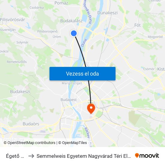 Égető Utca to Semmelweis Egyetem Nagyvárad Téri Elméleti Tömb map