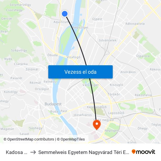Kadosa Utca to Semmelweis Egyetem Nagyvárad Téri Elméleti Tömb map
