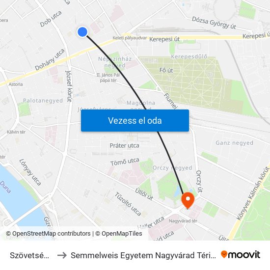 Szövetség Utca to Semmelweis Egyetem Nagyvárad Téri Elméleti Tömb map