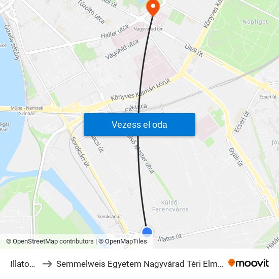 Illatos Út to Semmelweis Egyetem Nagyvárad Téri Elméleti Tömb map