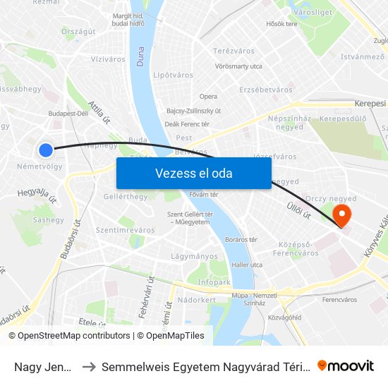 Nagy Jenő Utca to Semmelweis Egyetem Nagyvárad Téri Elméleti Tömb map