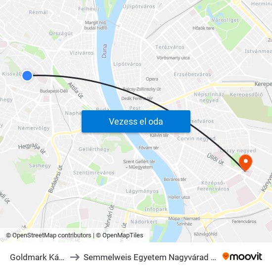 Goldmark Károly Utca to Semmelweis Egyetem Nagyvárad Téri Elméleti Tömb map