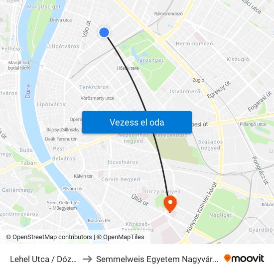 Lehel Utca / Dózsa György Út to Semmelweis Egyetem Nagyvárad Téri Elméleti Tömb map