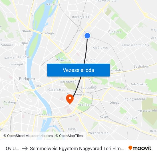 Öv Utca to Semmelweis Egyetem Nagyvárad Téri Elméleti Tömb map
