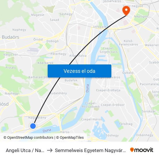 Angeli Utca / Nagytétényi Út to Semmelweis Egyetem Nagyvárad Téri Elméleti Tömb map
