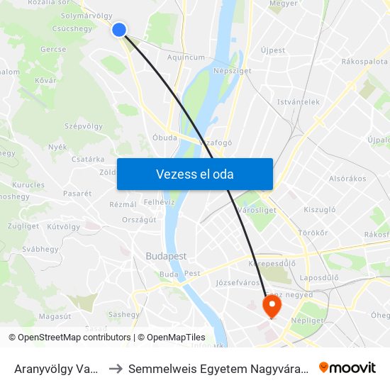 Aranyvölgy Vasútállomás to Semmelweis Egyetem Nagyvárad Téri Elméleti Tömb map