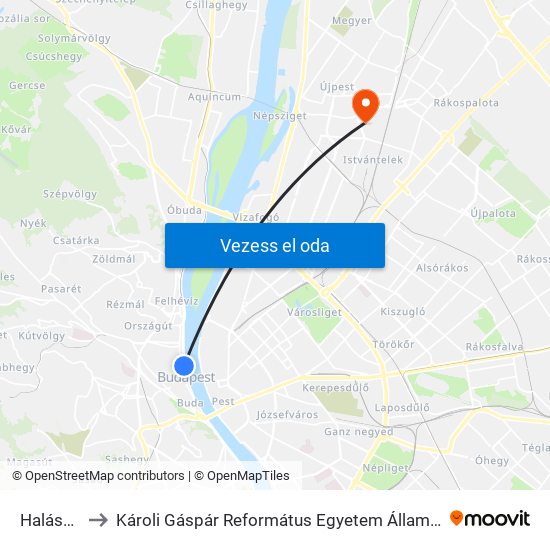 Halász Utca to Károli Gáspár Református Egyetem Állam- És Jogtudományi Kar map