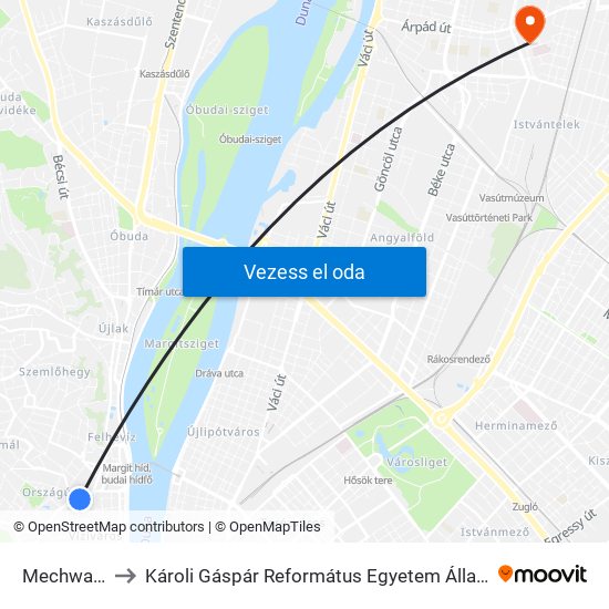 Mechwart Liget to Károli Gáspár Református Egyetem Állam- És Jogtudományi Kar map