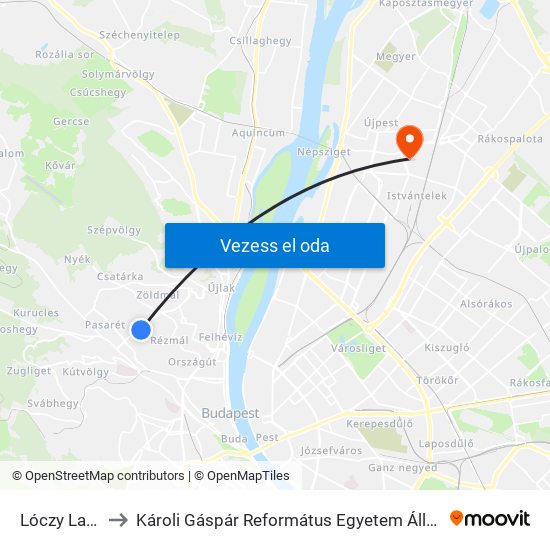 Lóczy Lajos Utca to Károli Gáspár Református Egyetem Állam- És Jogtudományi Kar map