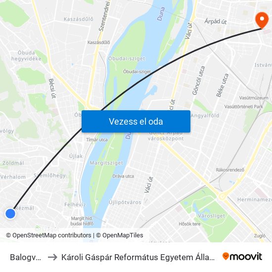 Balogvár Utca to Károli Gáspár Református Egyetem Állam- És Jogtudományi Kar map