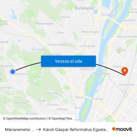 Máriaremetei Kegytemplom to Károli Gáspár Református Egyetem Állam- És Jogtudományi Kar map