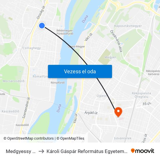 Medgyessy Ferenc Utca to Károli Gáspár Református Egyetem Állam- És Jogtudományi Kar map